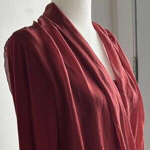 JOSH Paris Burgundy Silk-Blend Sheer Overlay Dress with Inner Dress – EU M